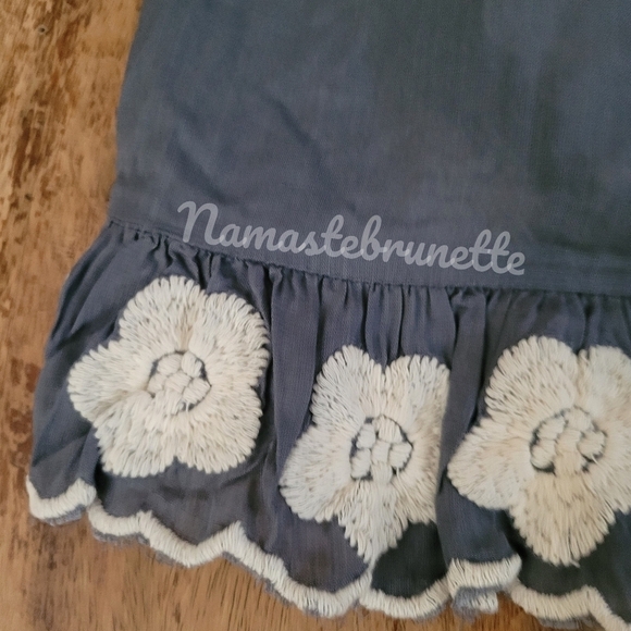 NWT Boho Blue Embroidered & Beaded Babydoll Tank Top - Picture 6 of 15